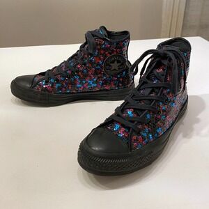 Converse Women's Black Hi-Top Sequins Chuck Taylor All‎ Star Sneakers US Size 7